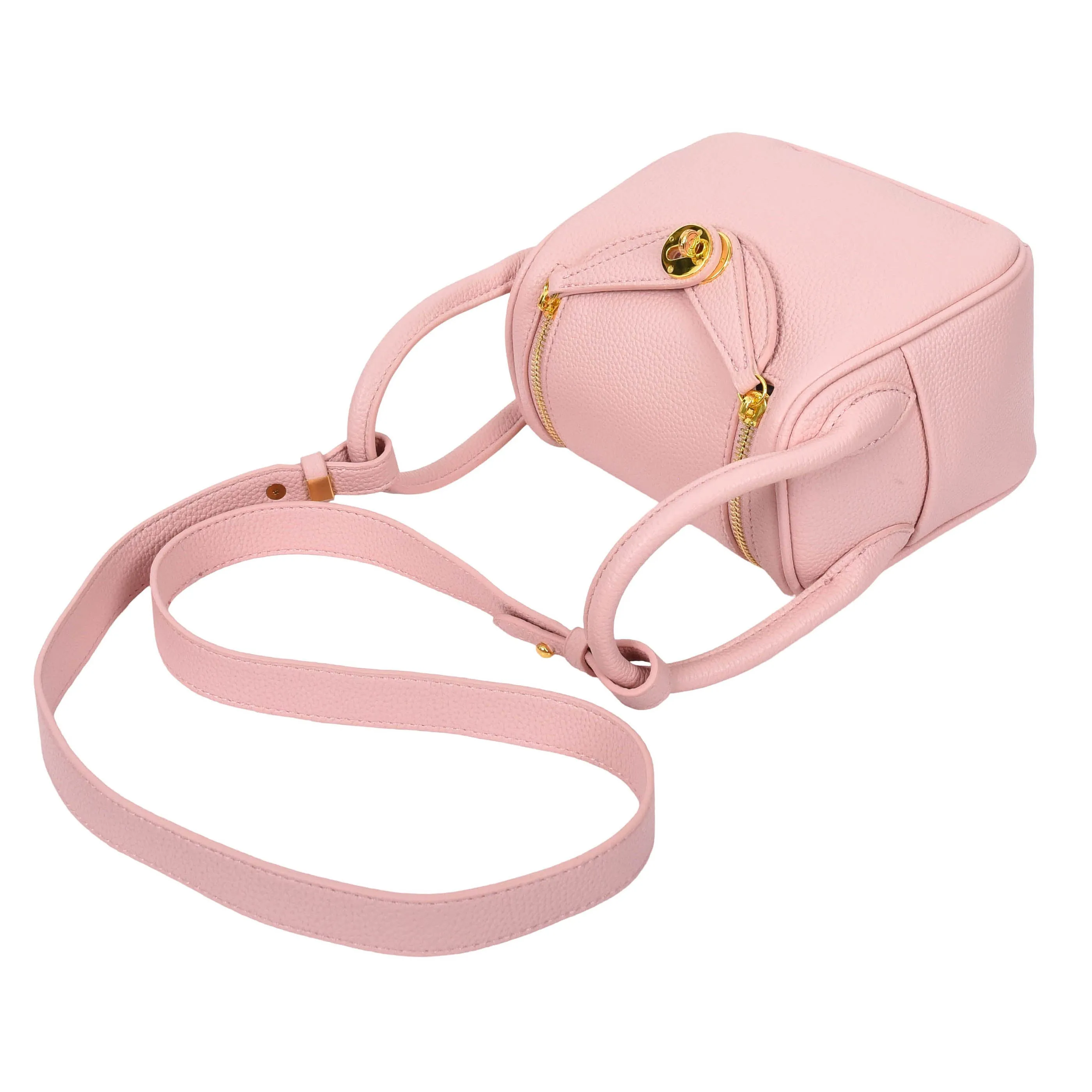 Womens Faux Leather Mini Shoulder Bag Celeste Pink