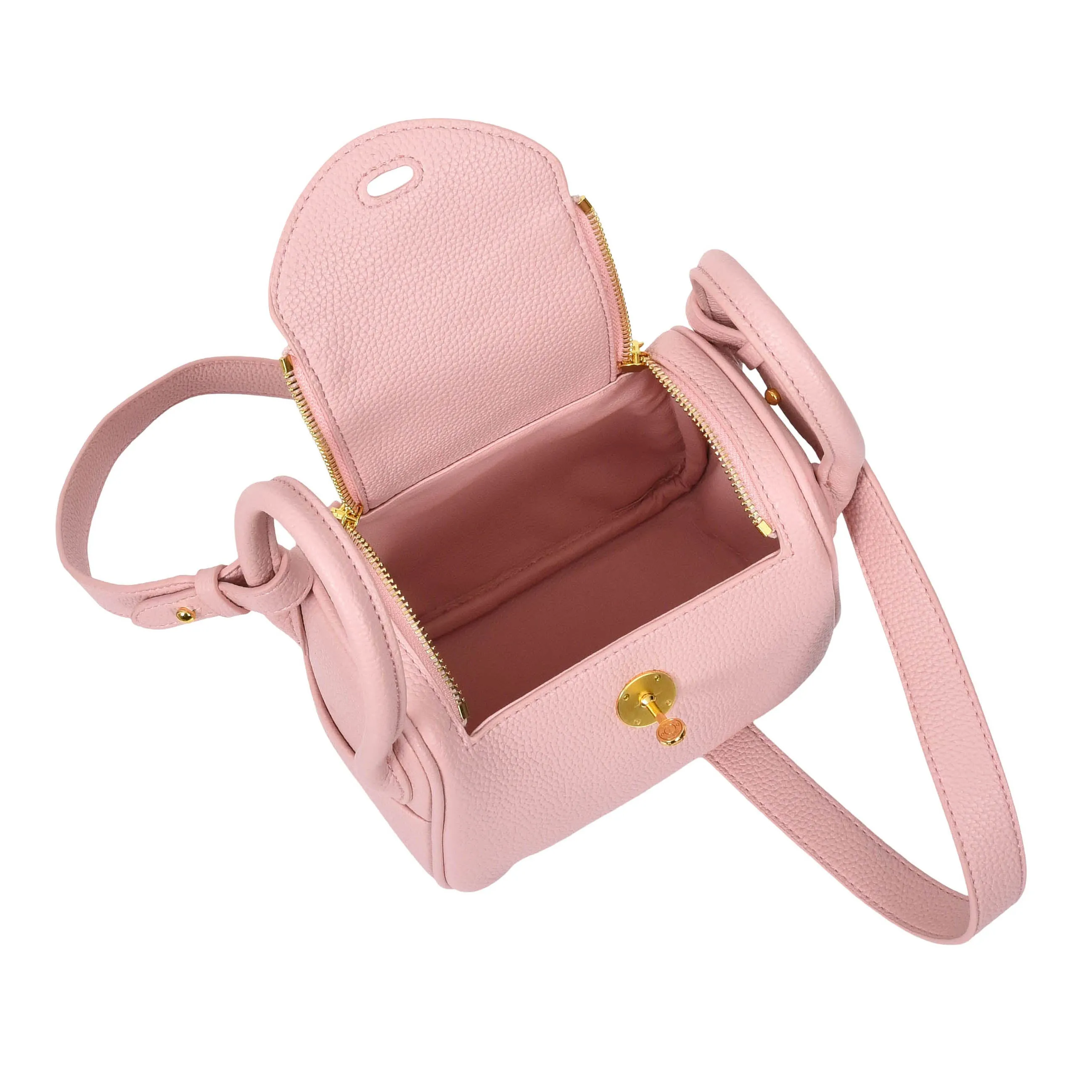 Womens Faux Leather Mini Shoulder Bag Celeste Pink