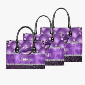 Women's Tote Bag - Purple Tuft and Damask, Lips, Personalised