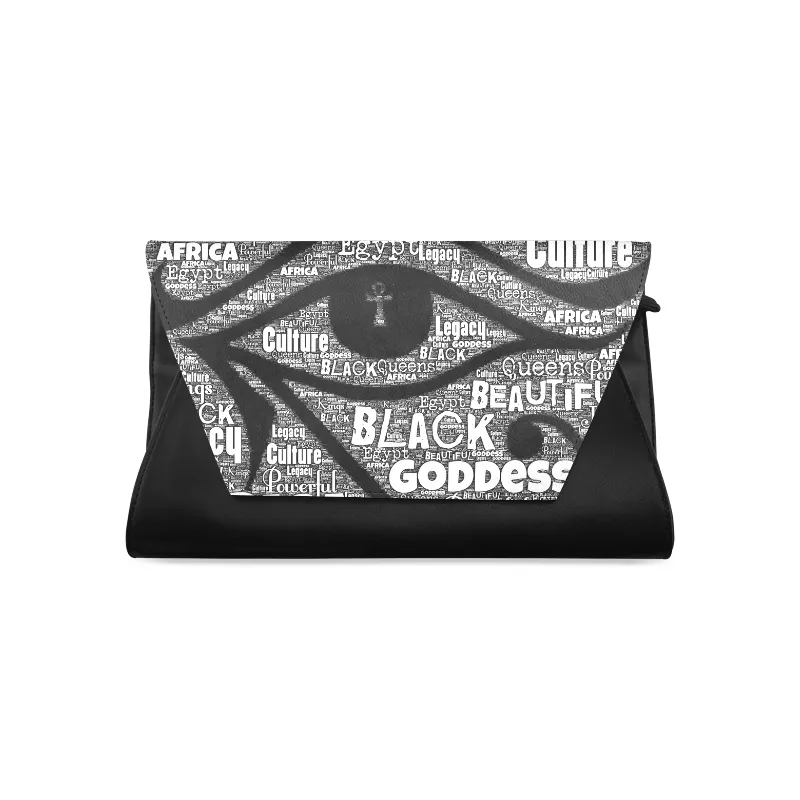 Worded Eye of Horus Leather Clutch Bag