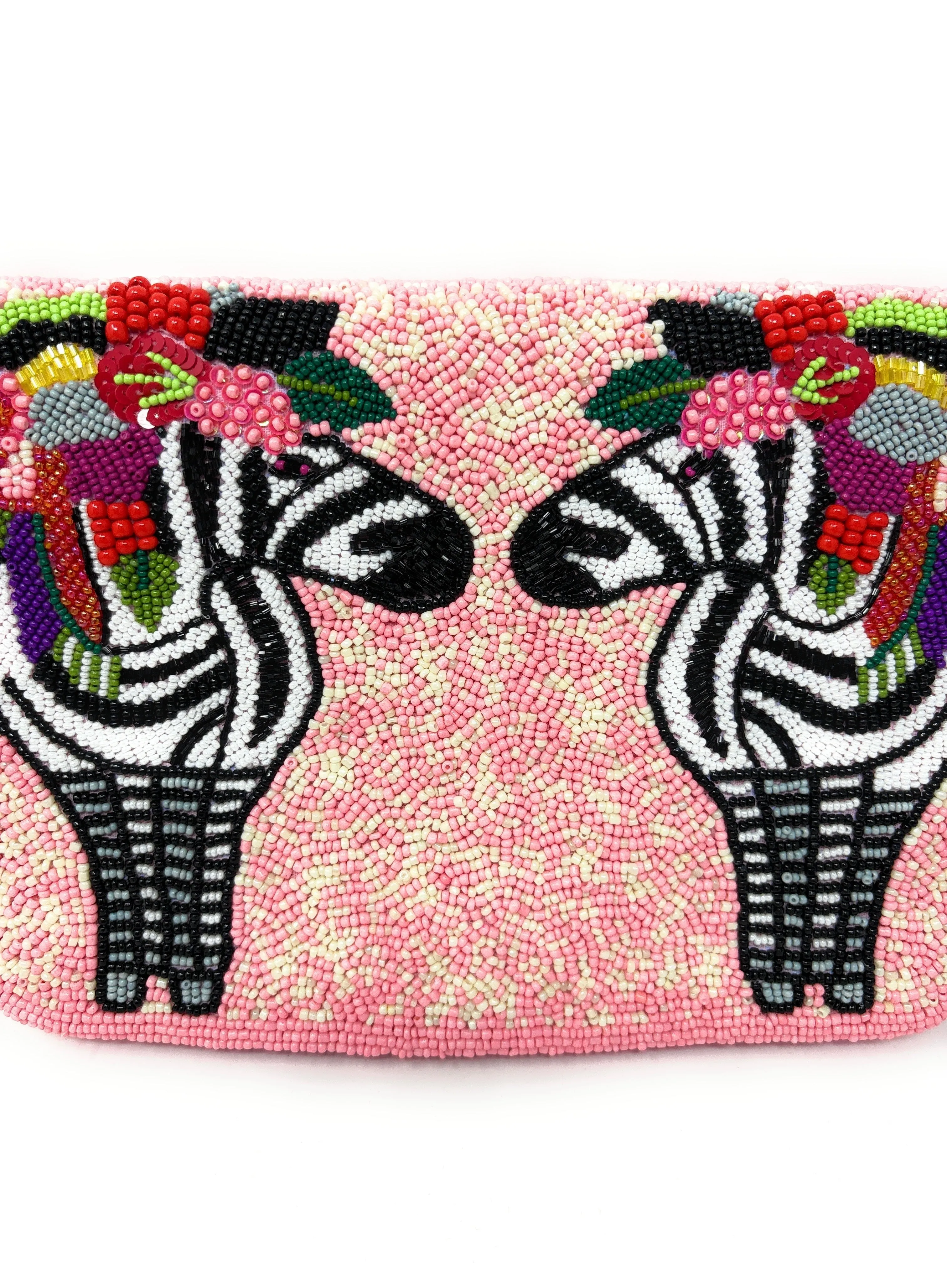 Zebra Beaded Clutch Purse