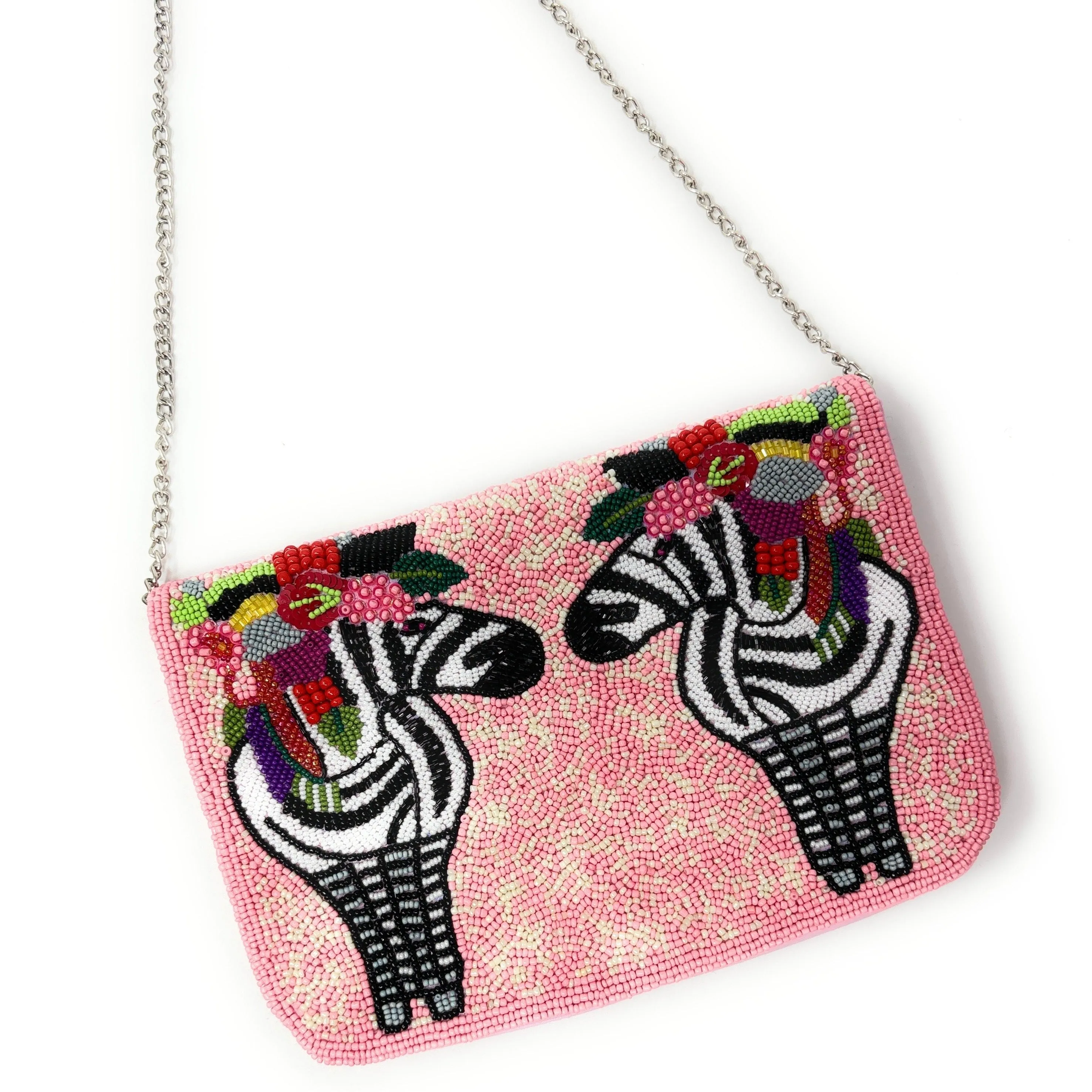 Zebra Beaded Clutch Purse