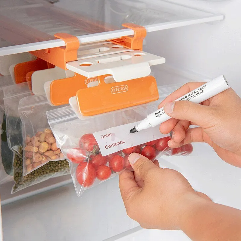 Ziplock Slideout Fridge Organizer - Retractable Fresh-keeping Bag Hanging Storage Rack Zip Fresh Holder